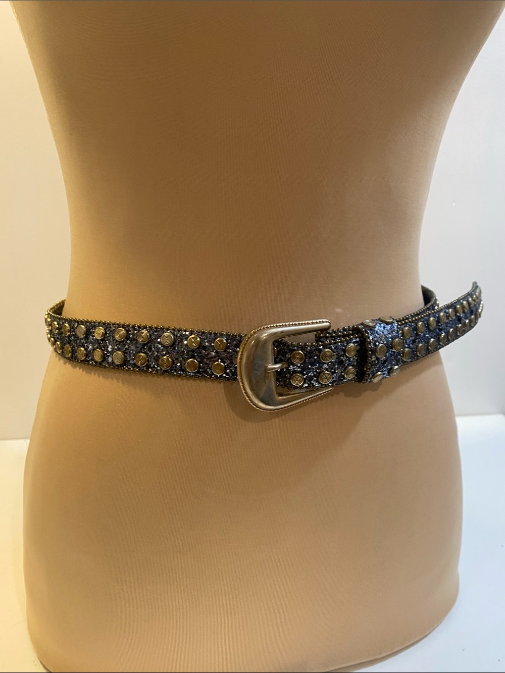 The Icing Silver  Studded Belt with Silver Buckle Size M/L